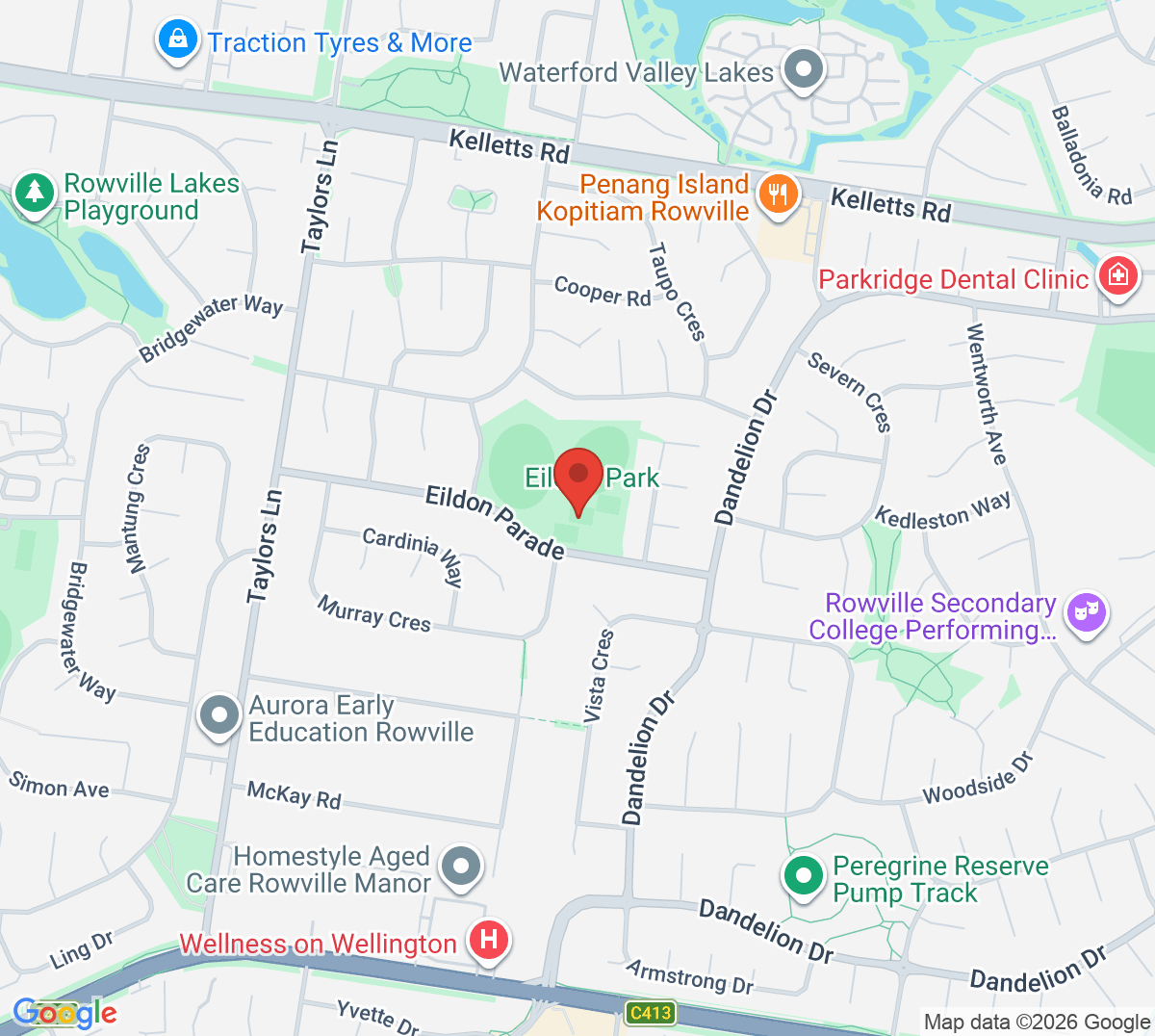 Map of Eildon Park Tennis Club