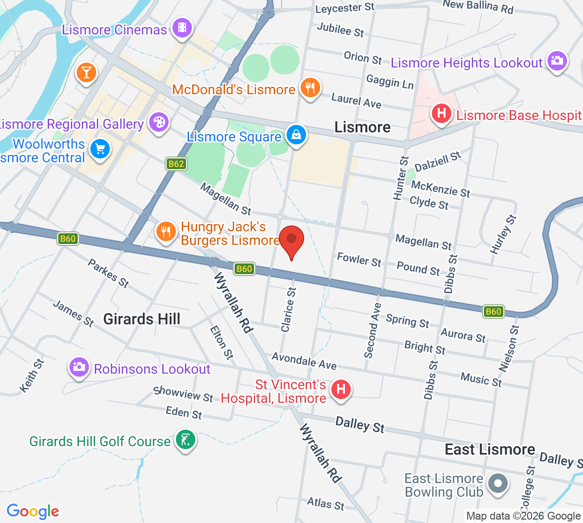 Map of Lismore Tennis Club