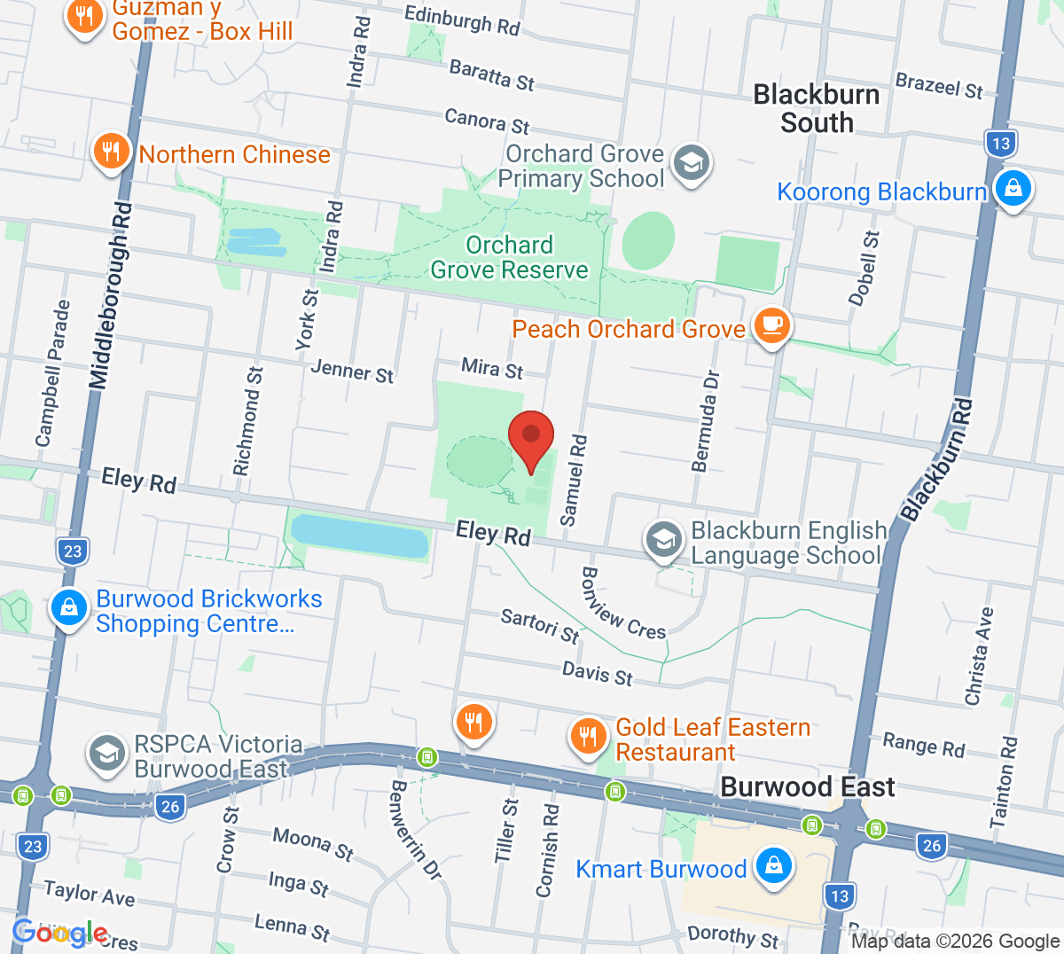 Map of Eley Park Tennis Club