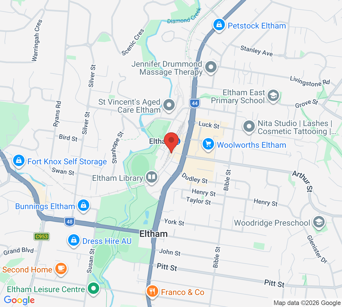 Map of Eltham Tennis Club