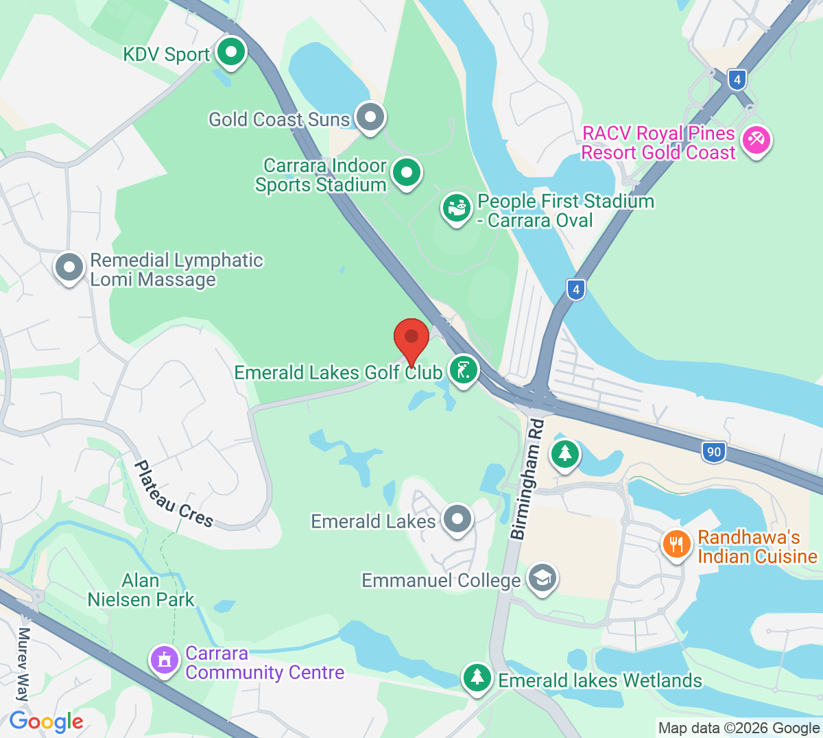 Map of Emerald Lakes Tennis Centre
