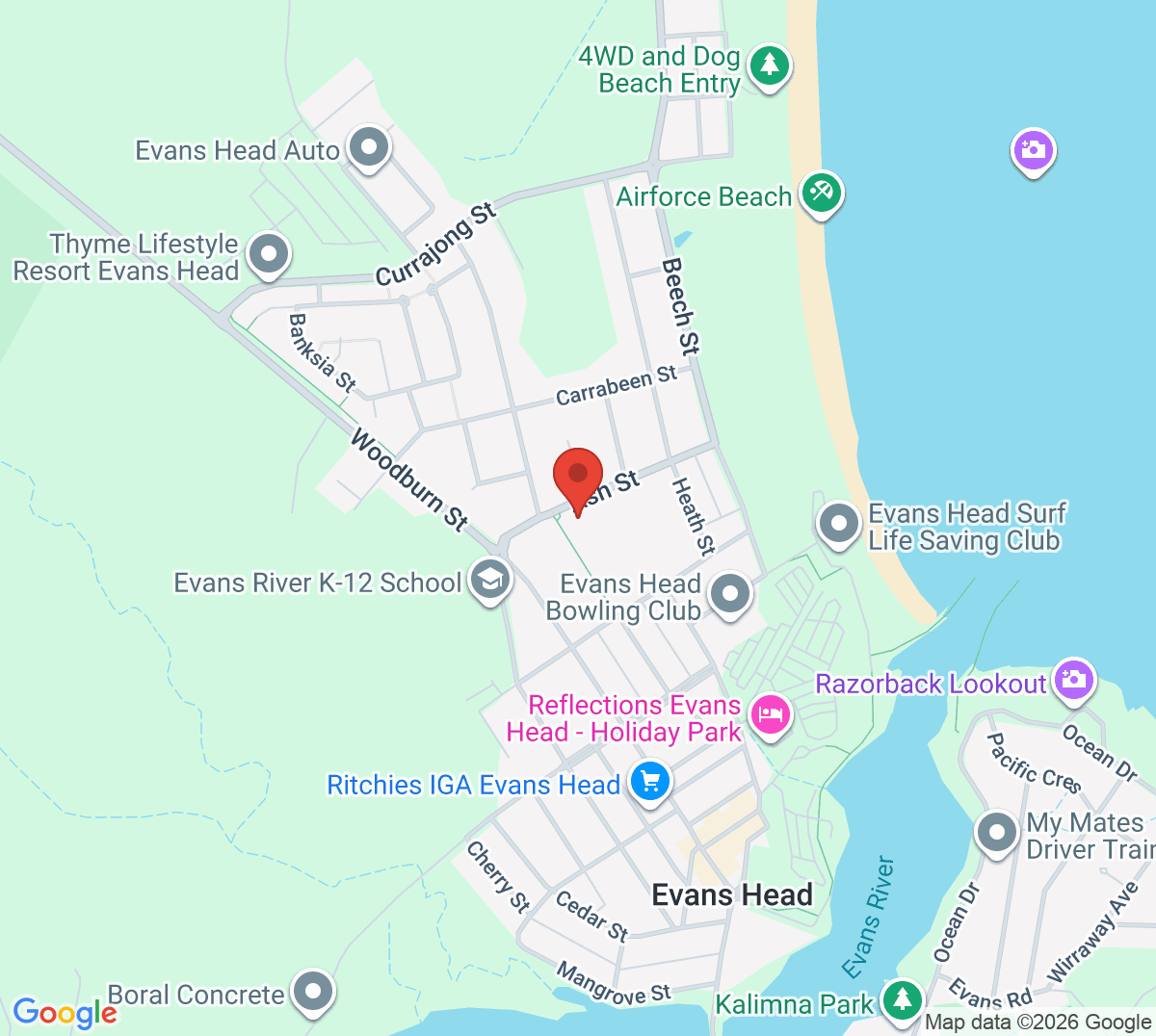 Map of Evans Head Tennis Club