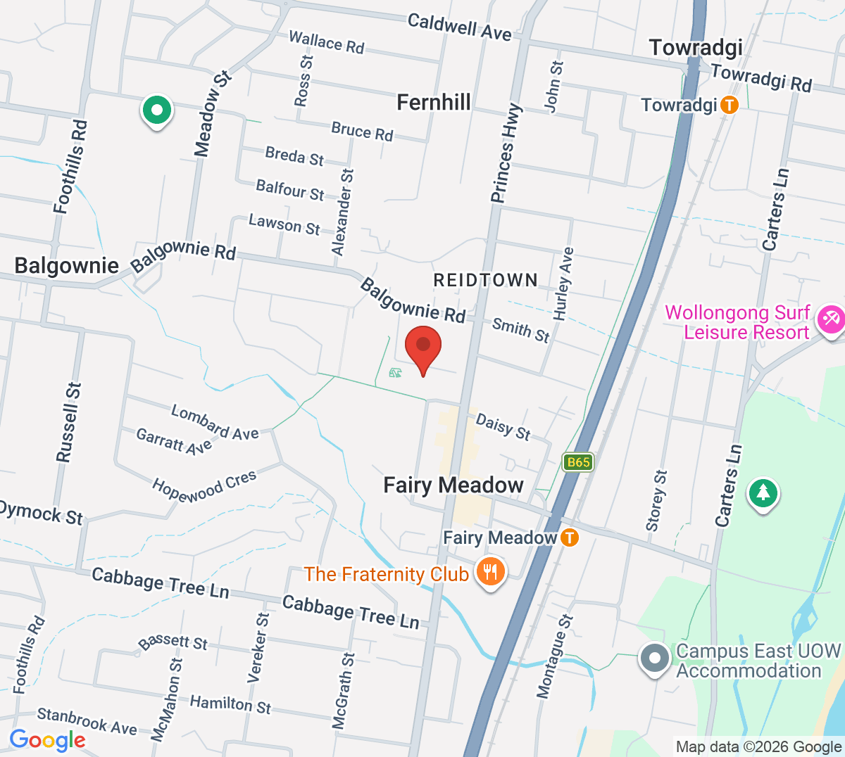 Map of Fairy Meadow Tennis Club