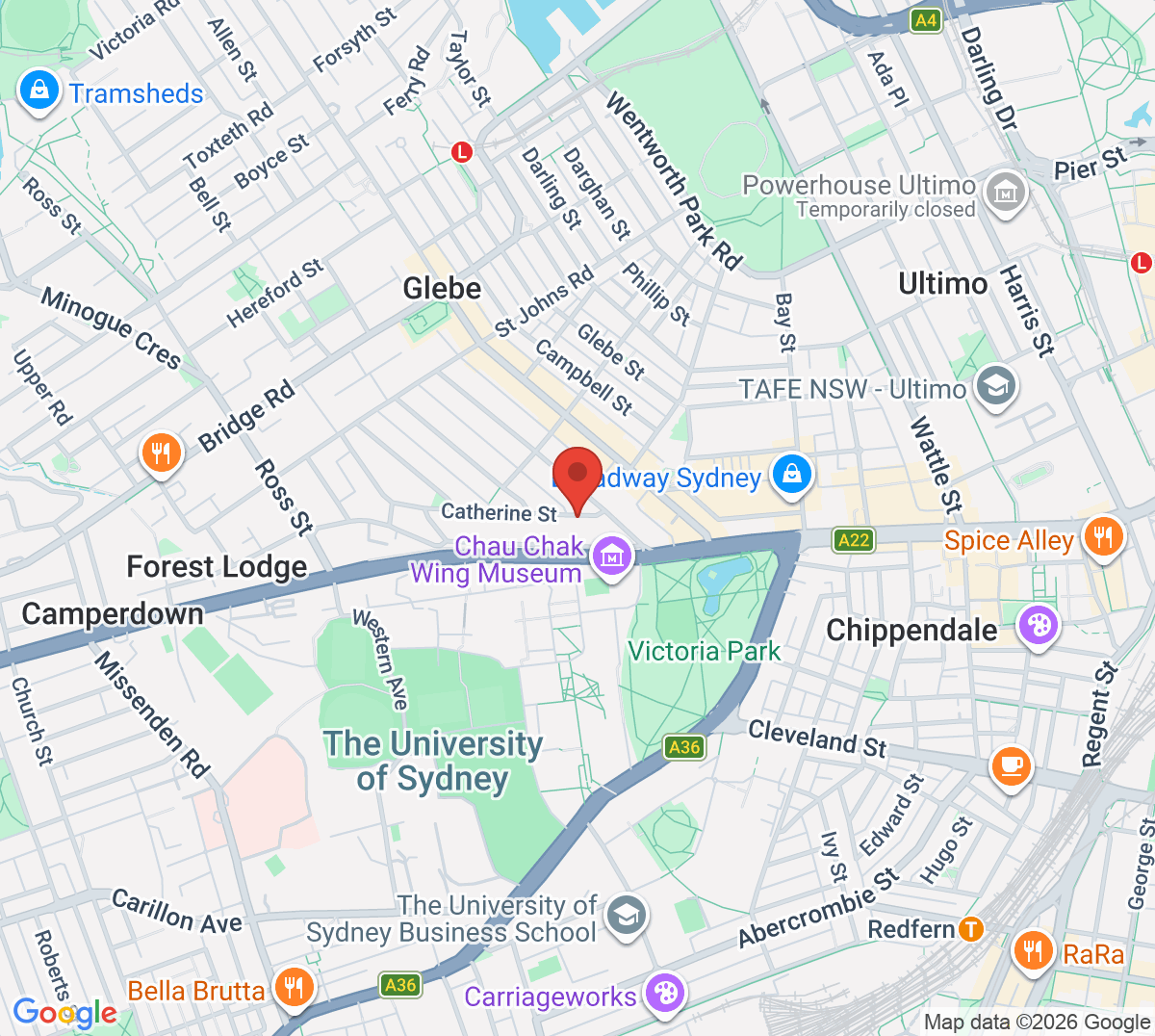 Map of Fisher Tennis Centre