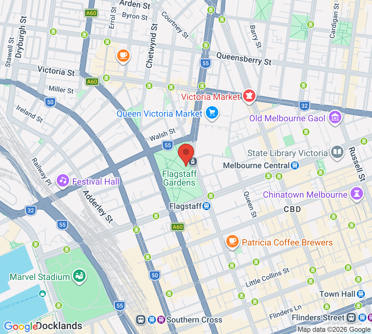 Map of Flagstaff Gardens