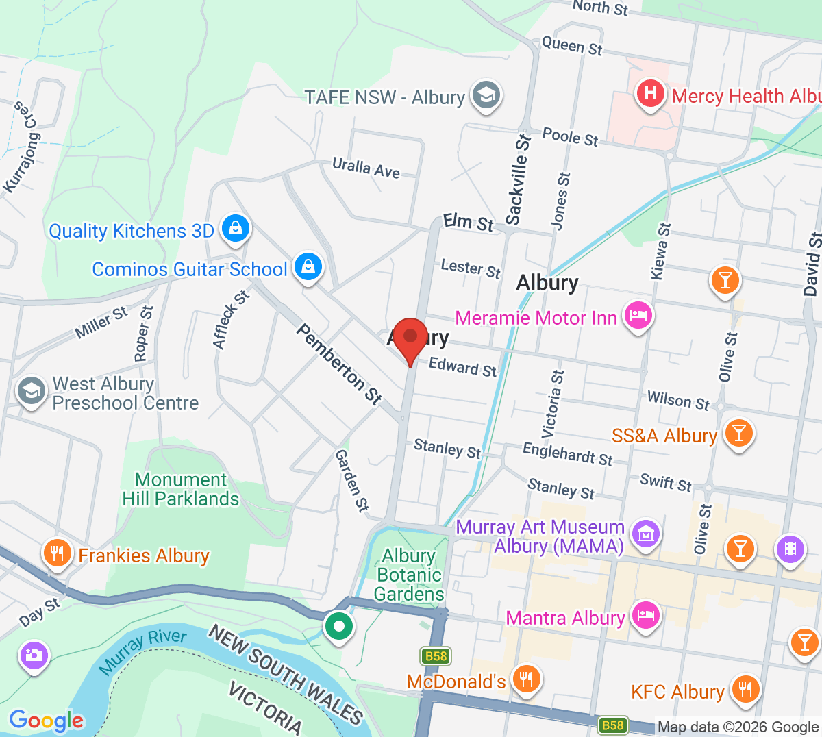 Map of Forrest Hill Tennis Club (Albury)