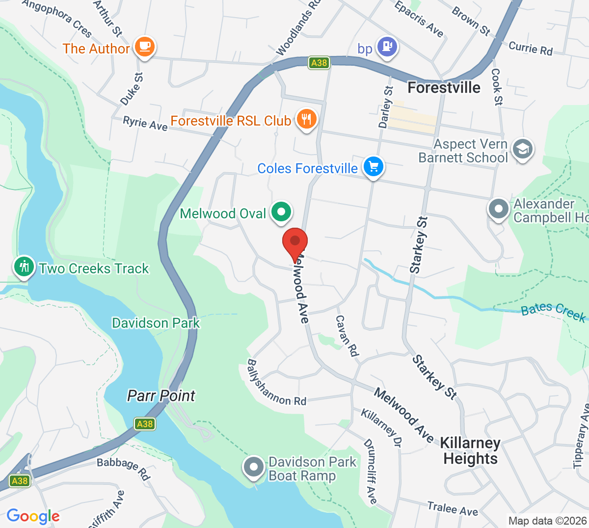 Map of Forestville Park Tennis Club