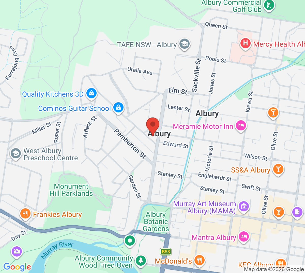 Map of Forrest Hill Tennis Club (Albury)