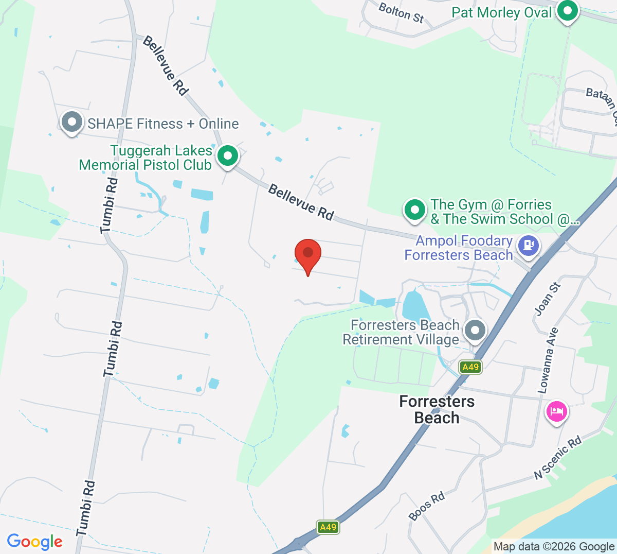 Map of Forrester Beach Tennis Centre