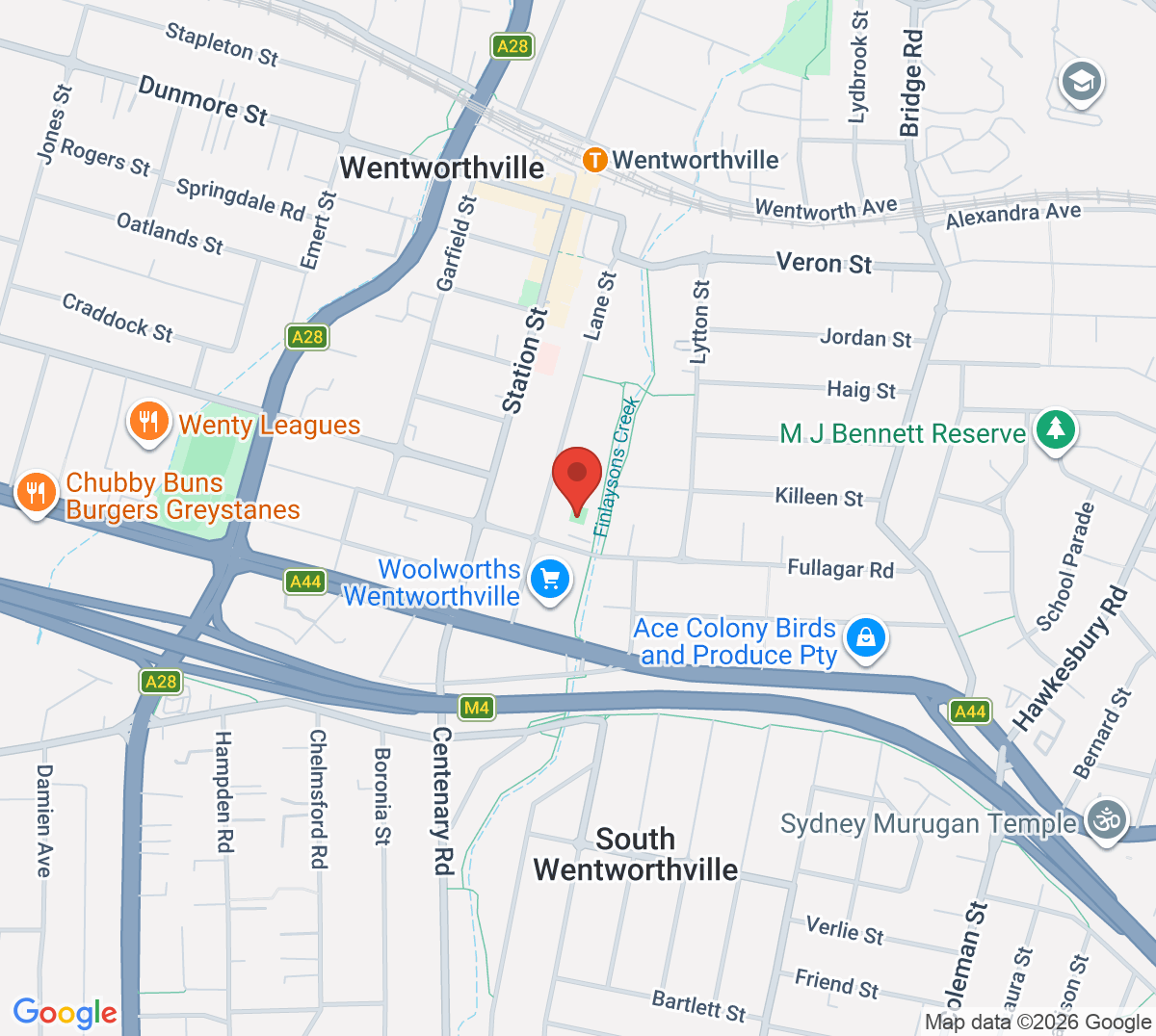 Map of Fullagar Road Tennis Courts