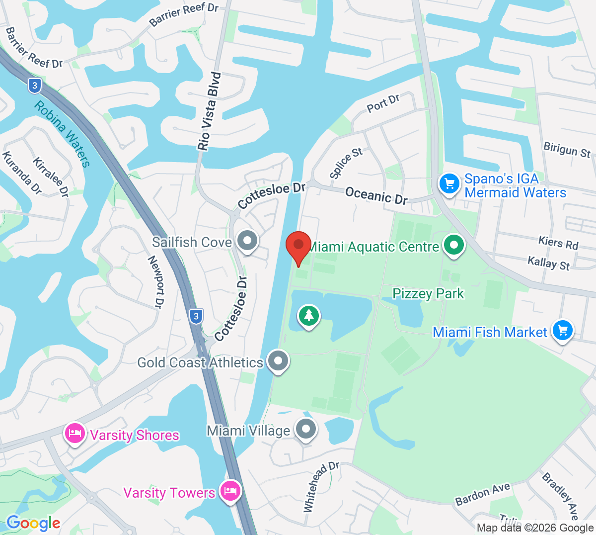 Map of Gold Coast Seniors Tennis Club
