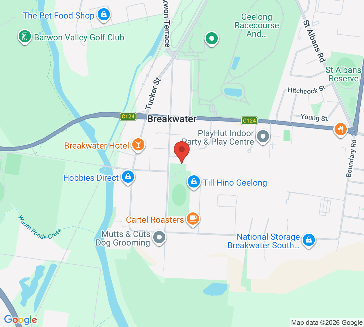 Map of Geelong East Uniting Tennis Club