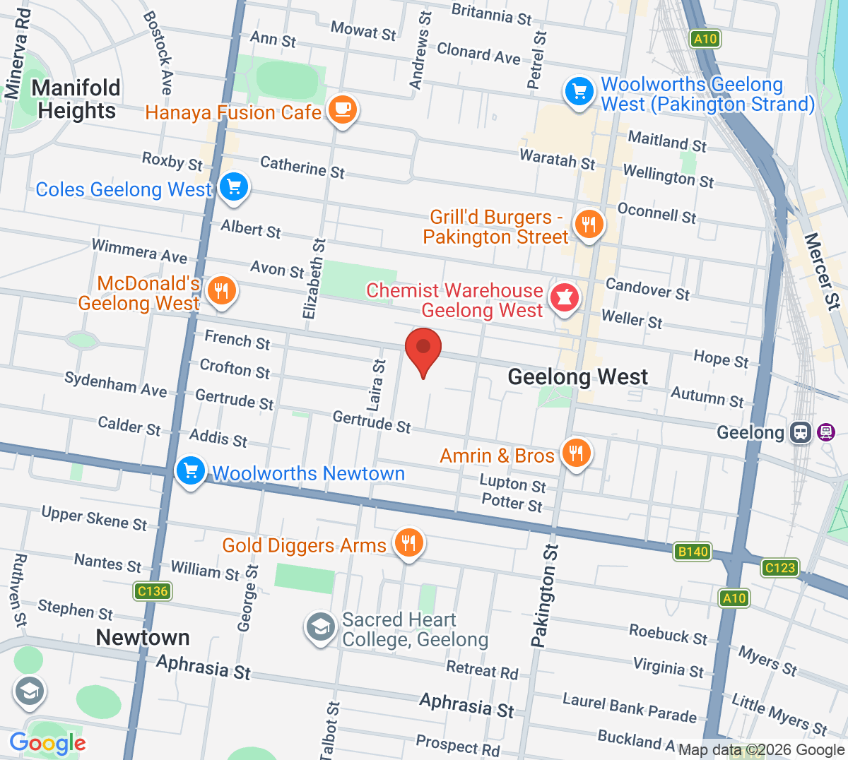 Map of Geelong West Tennis Club