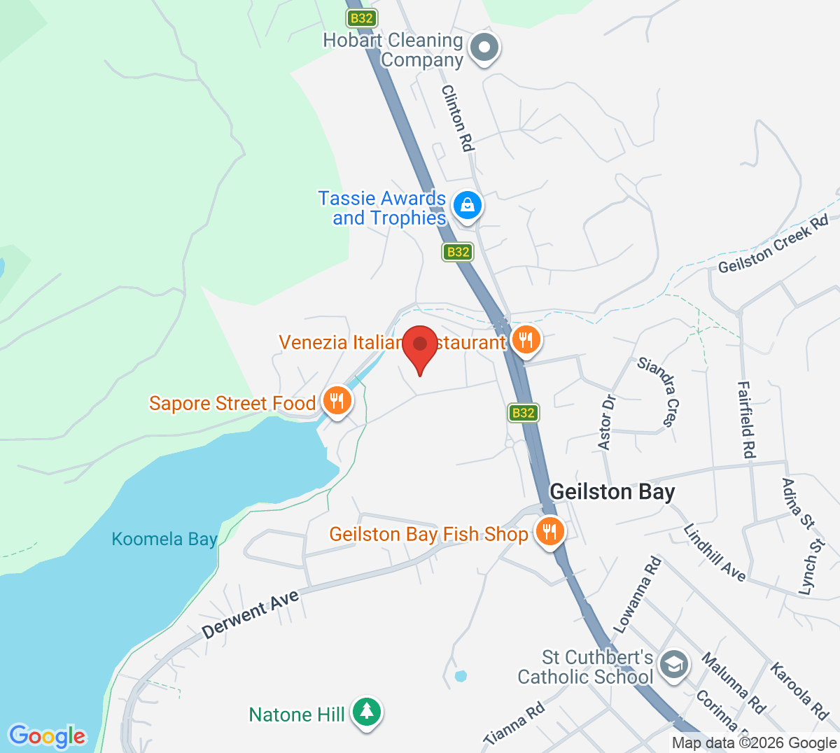 Map of Geilston Bay Tennis Club
