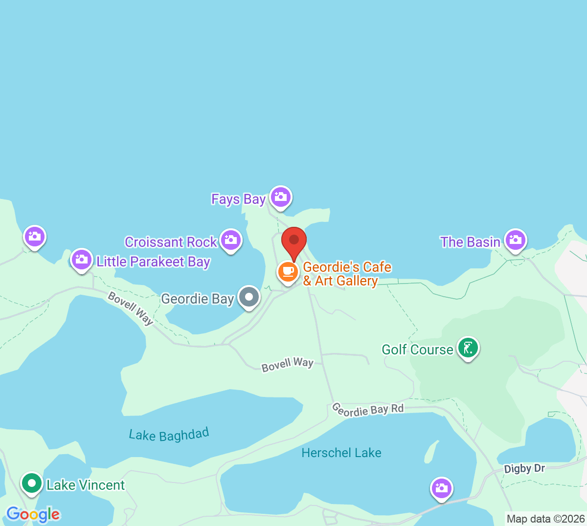 Map of Tennis Geordie Bay Rottnest Island