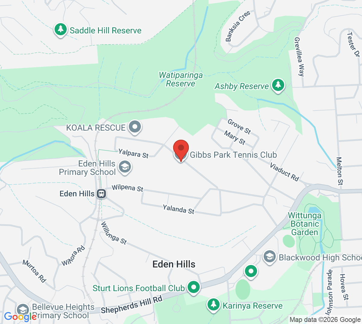 Map of Gibbs Park Tennis