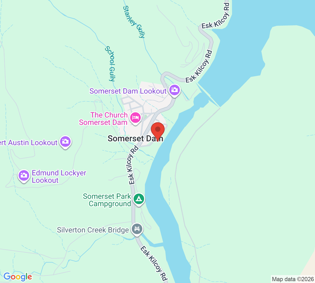 Map of Gipps St - Somerset Dam