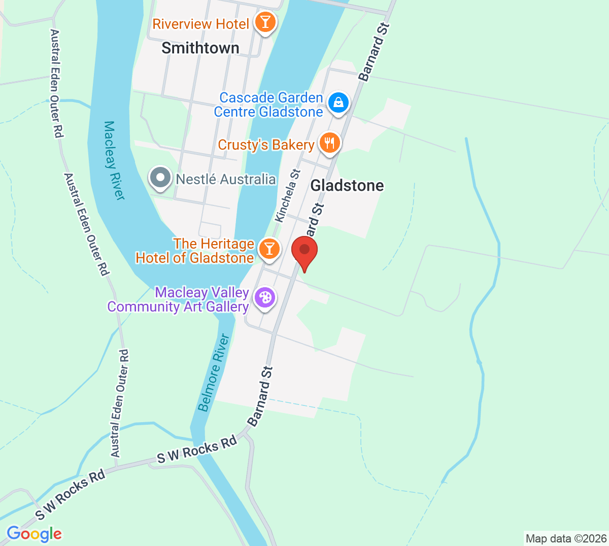 Map of Gladstone Tennis Club