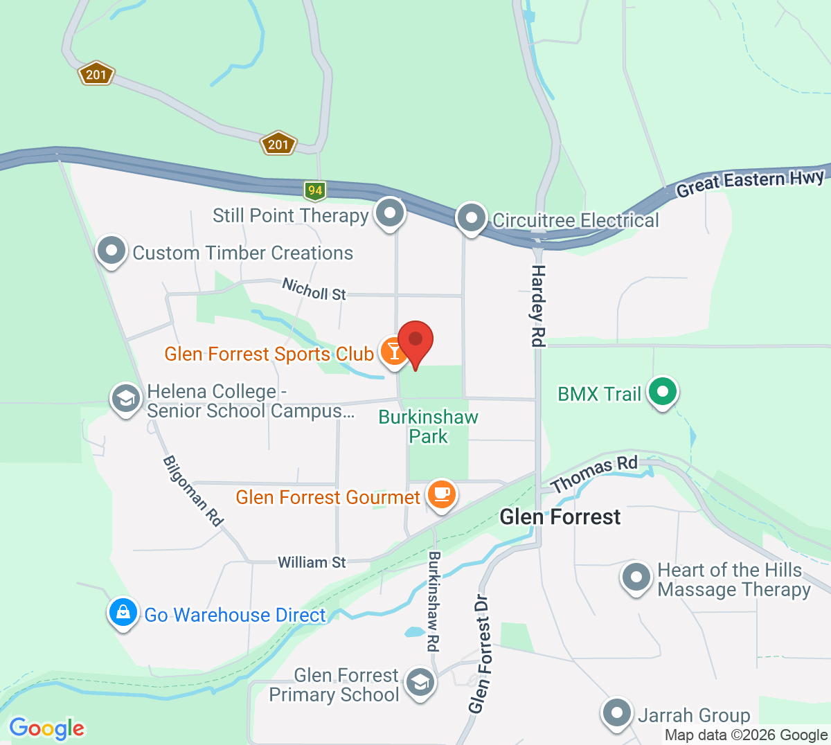 Map of Glen Forrest Tennis Club