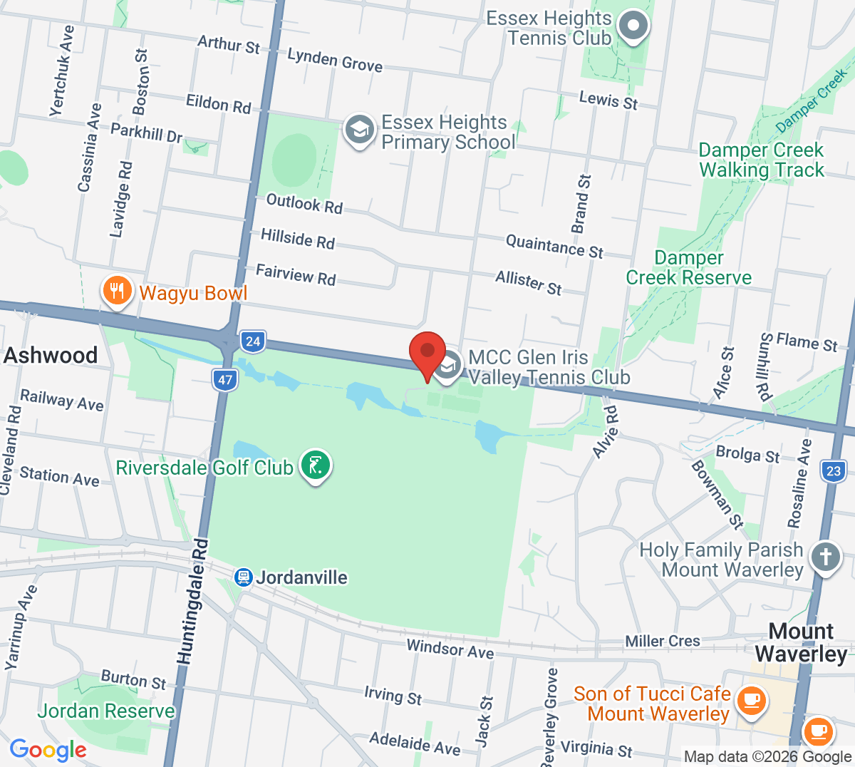Map of Glen Iris Valley Tennis Club