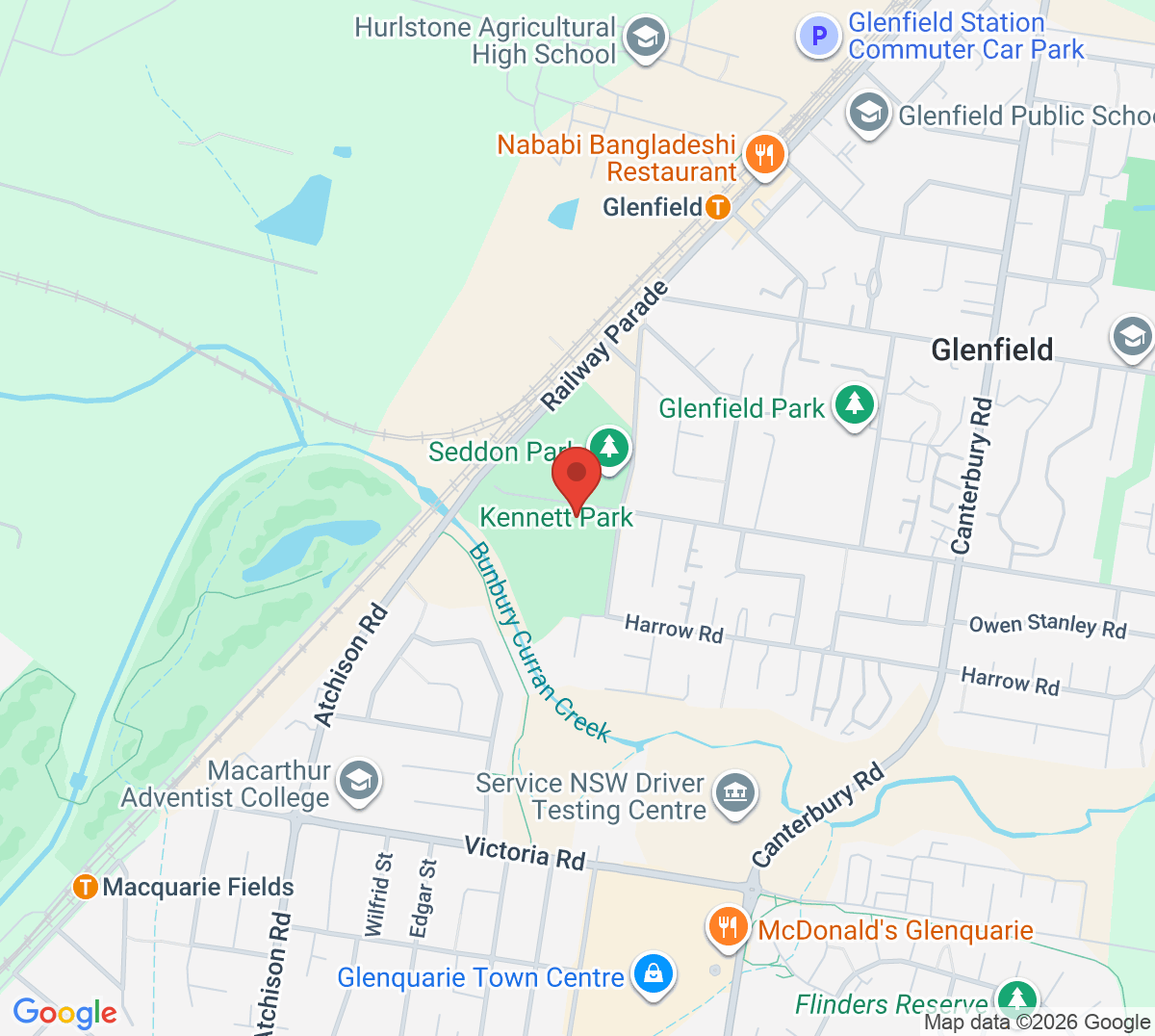 Map of Glenfield Tennis Courts