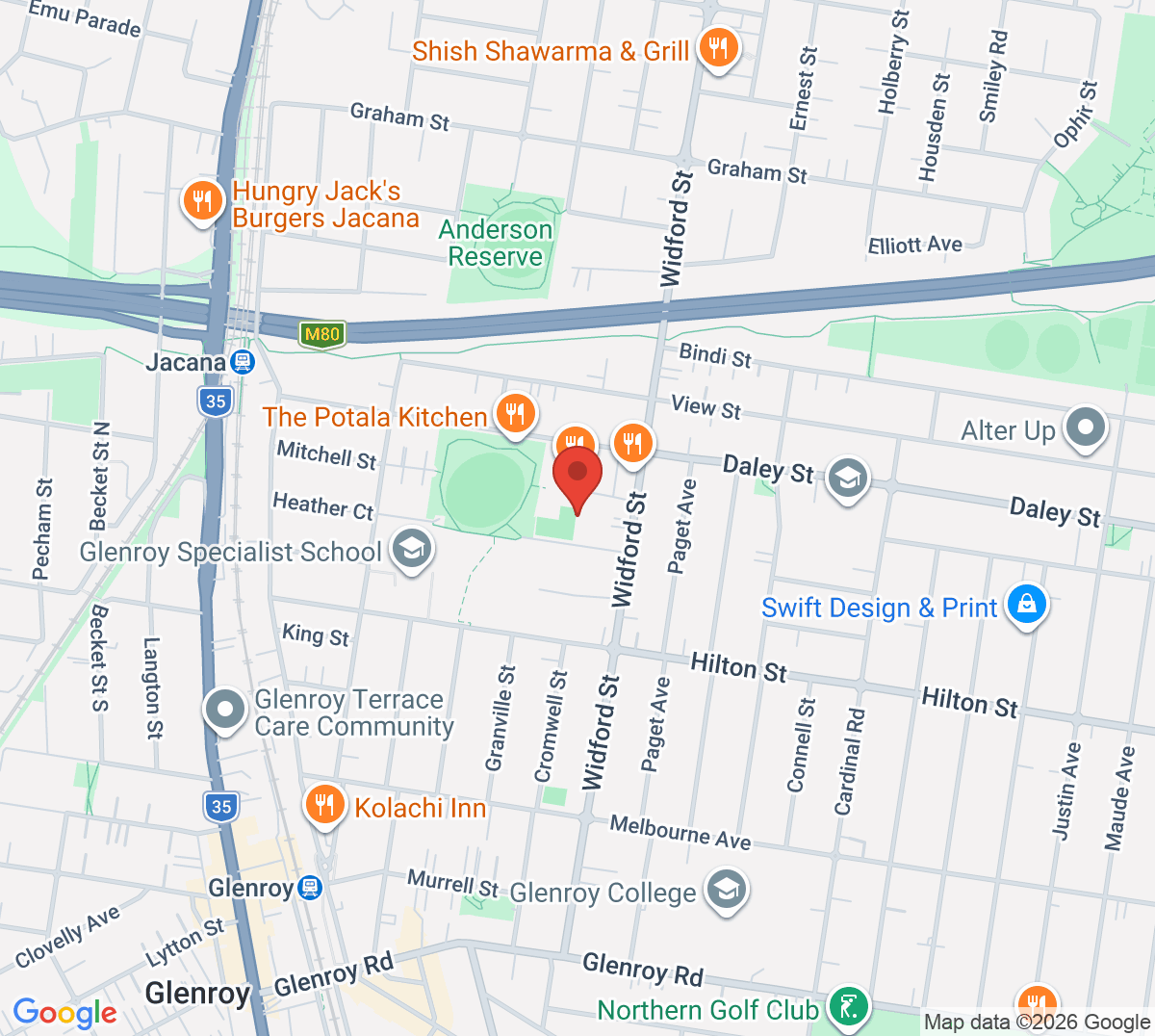 Map of Glenroy Tennis Club