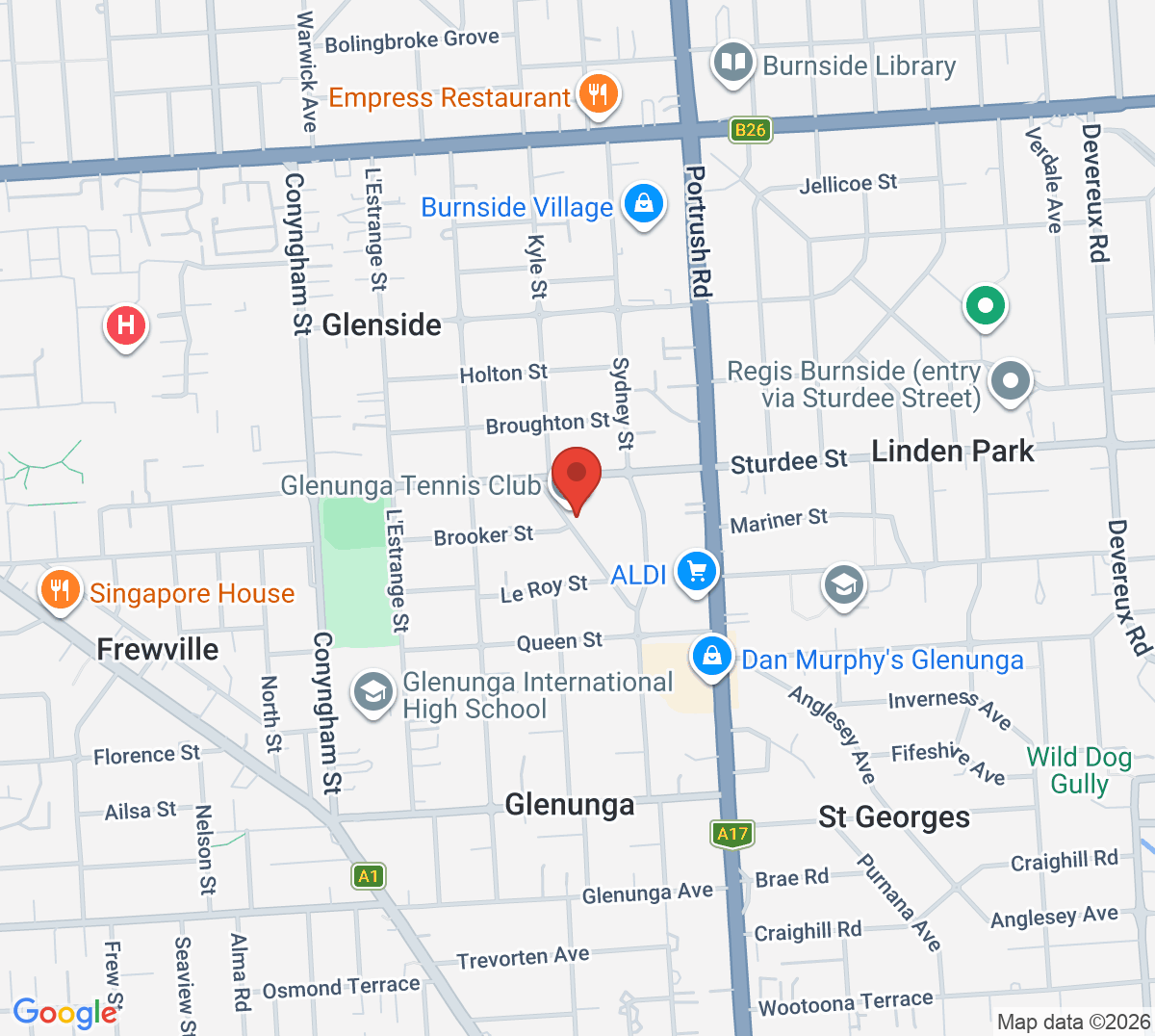 Map of Glenunga Tennis Club