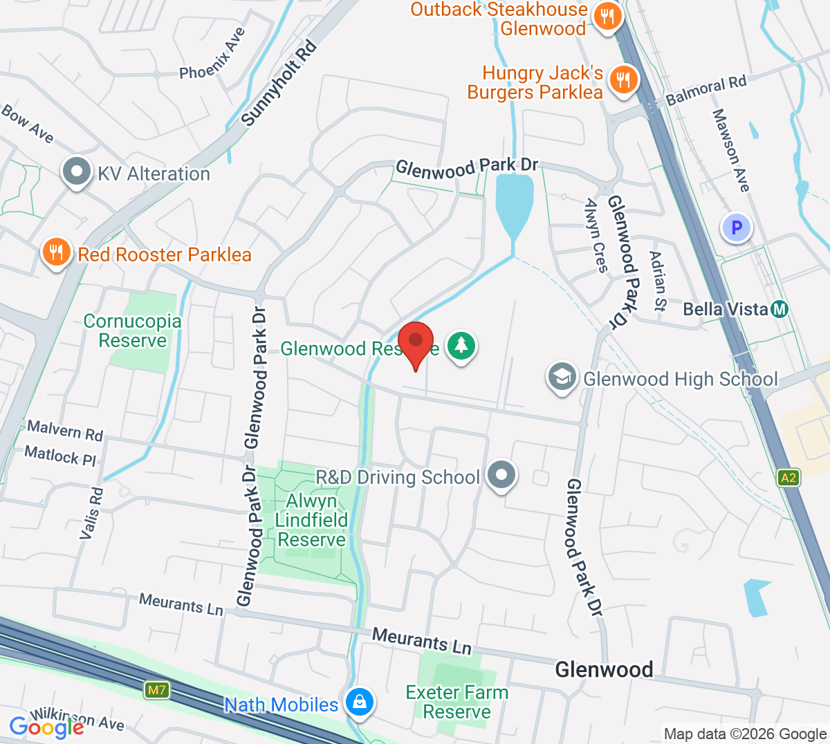 Map of Glenwood Reserve Tennis Courts