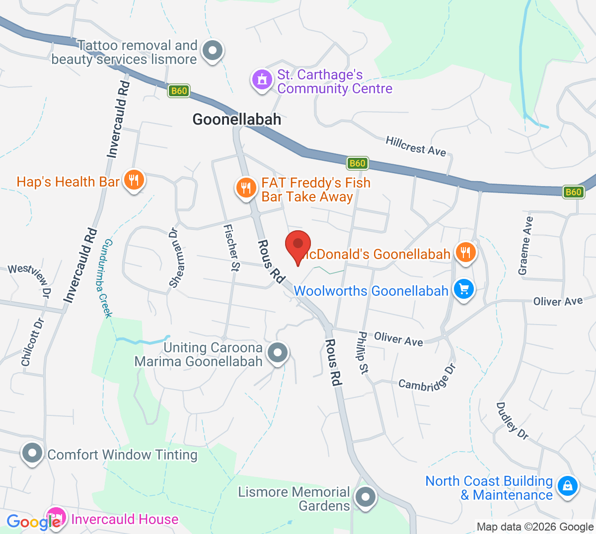 Map of Goonellabah Tennis Club
