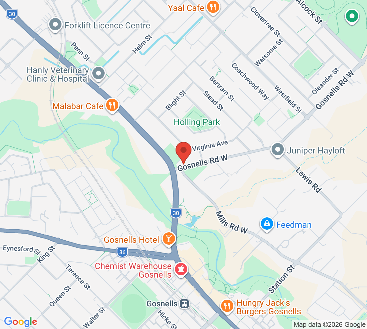 Map of Gosnells Memorial Park Tennis Club