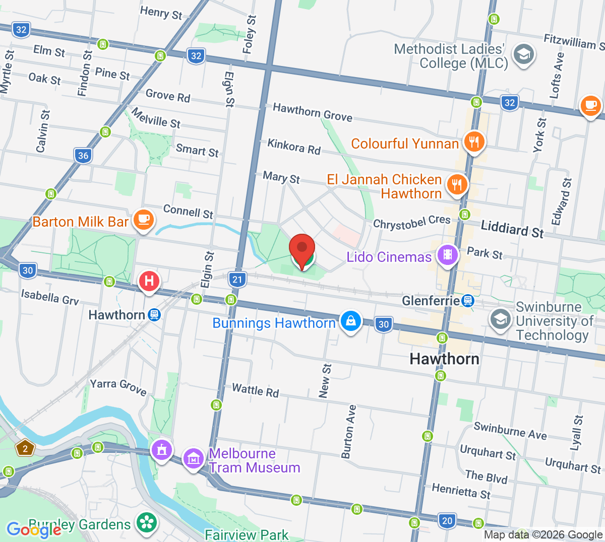 Map of GPHC Social Tennis