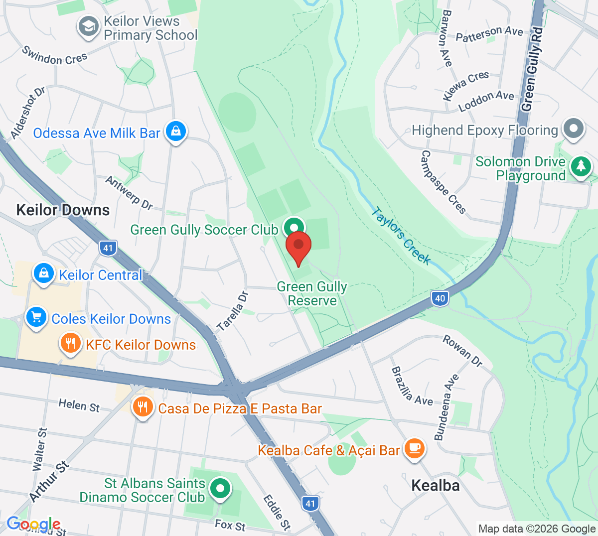 Map of Green Gully Tennis Club