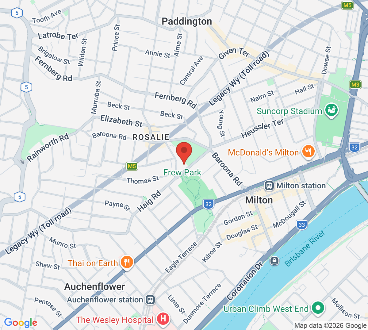 Map of Gregory Park Tennis Courts