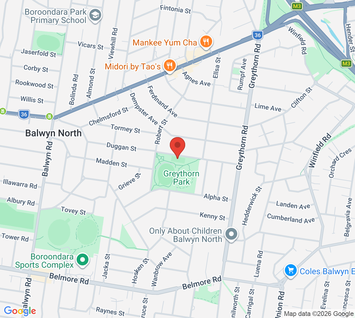 Map of Greythorn Park Tennis Club