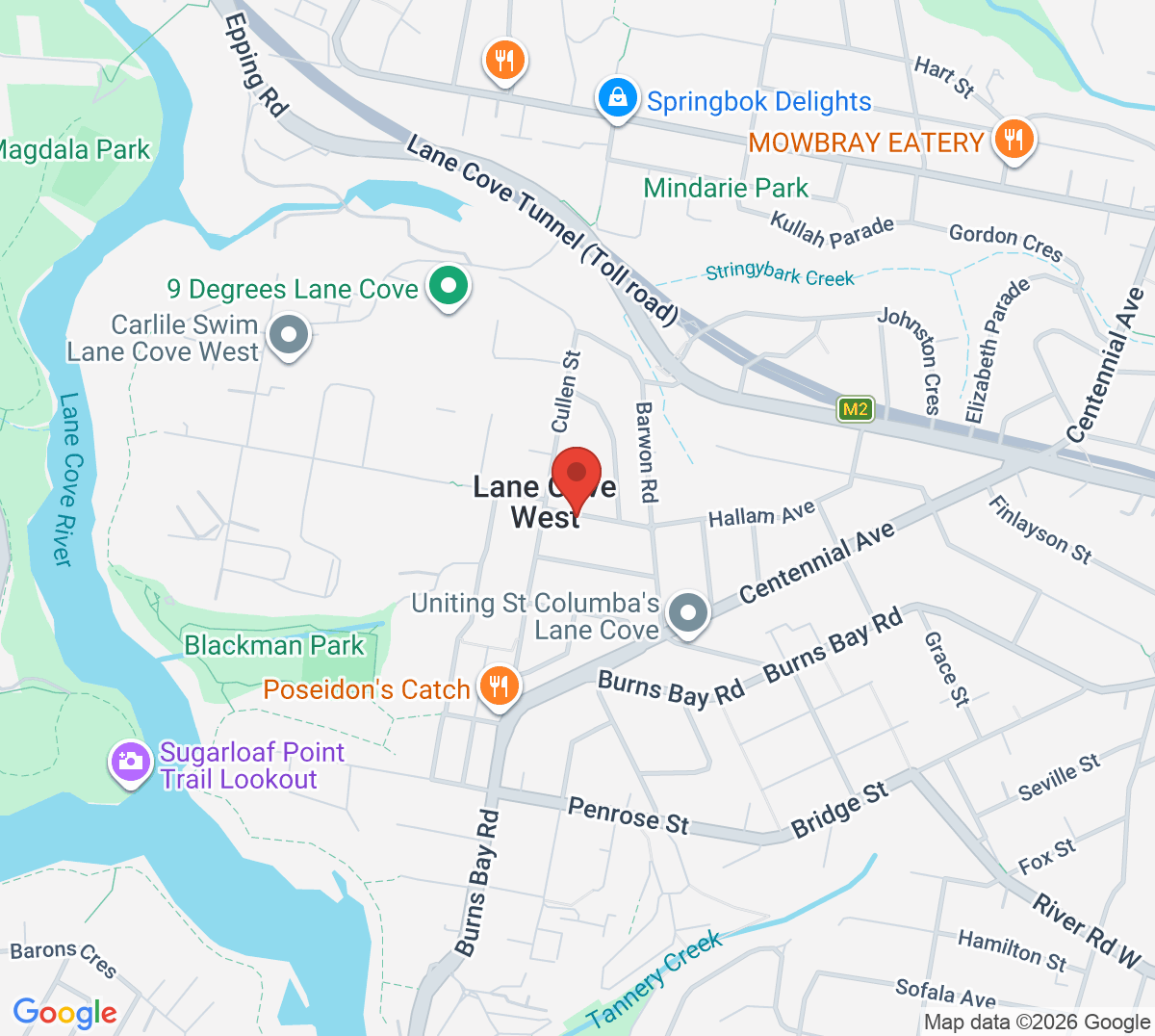 Map of Hallam Avenue Tennis Club