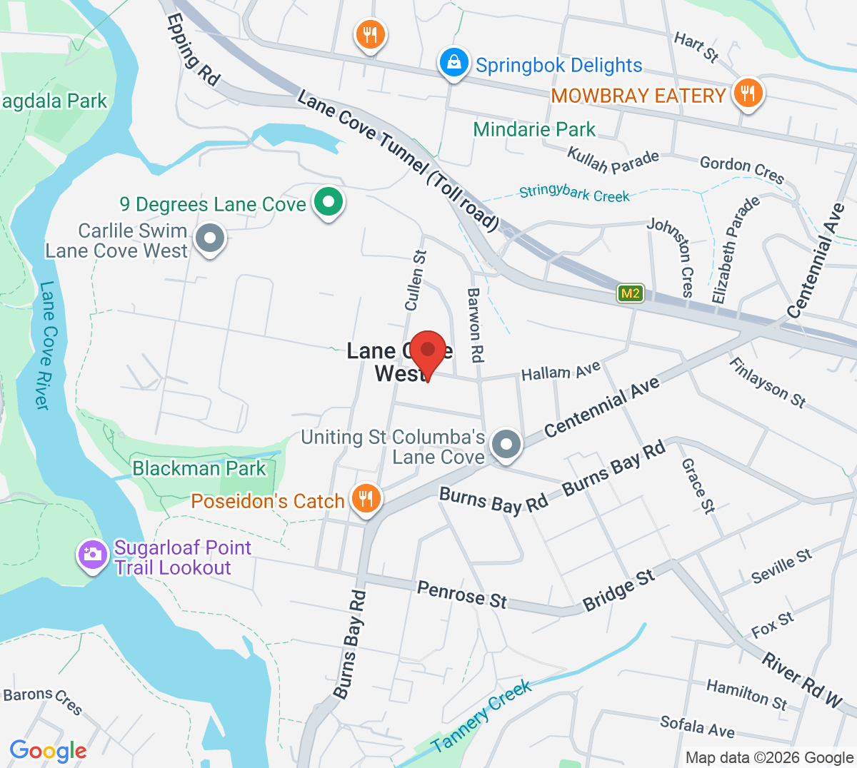 Map of Hallam Avenue Tennis Club