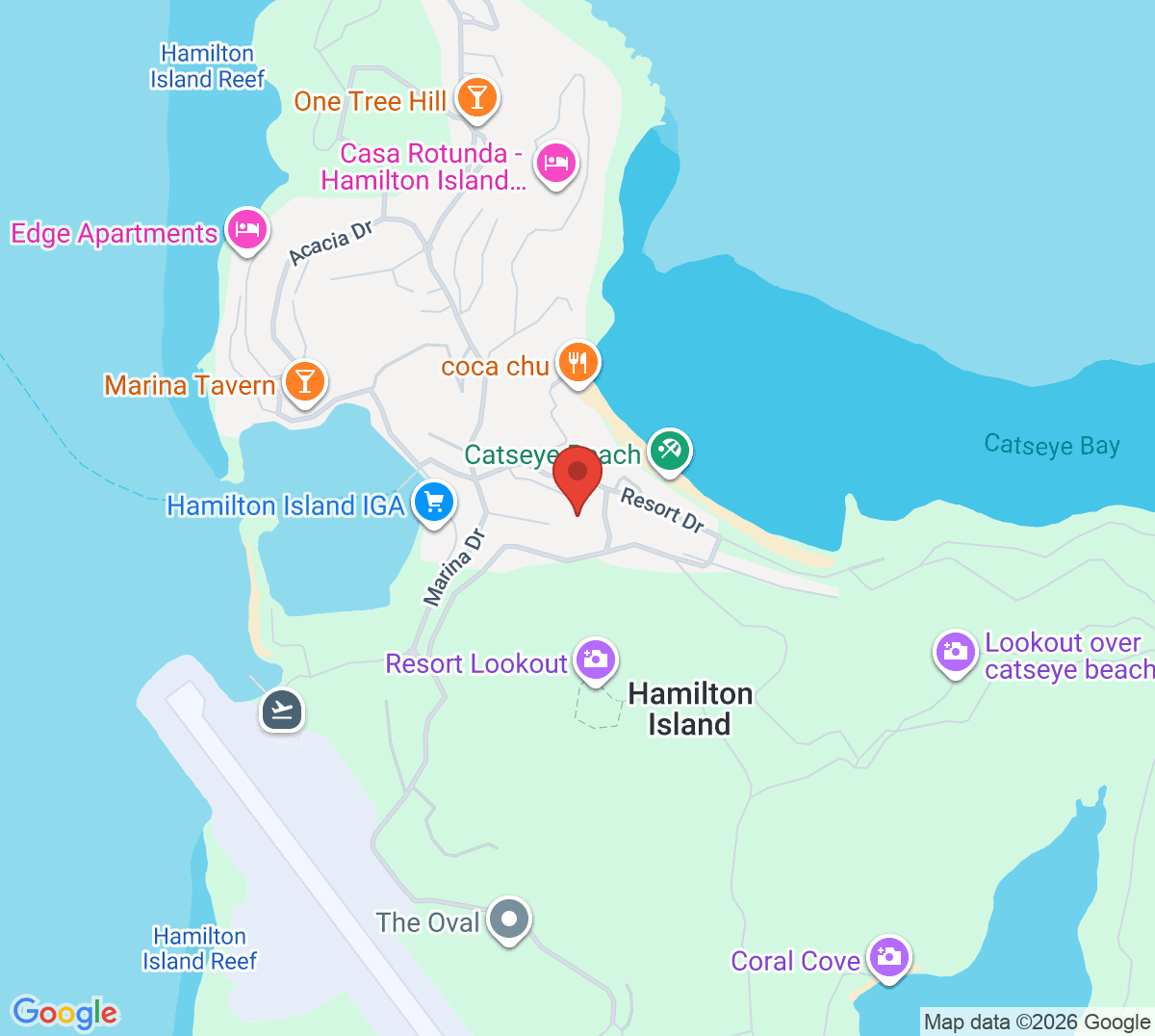 Map of Hamilton Island Sports Club Tennis Courts