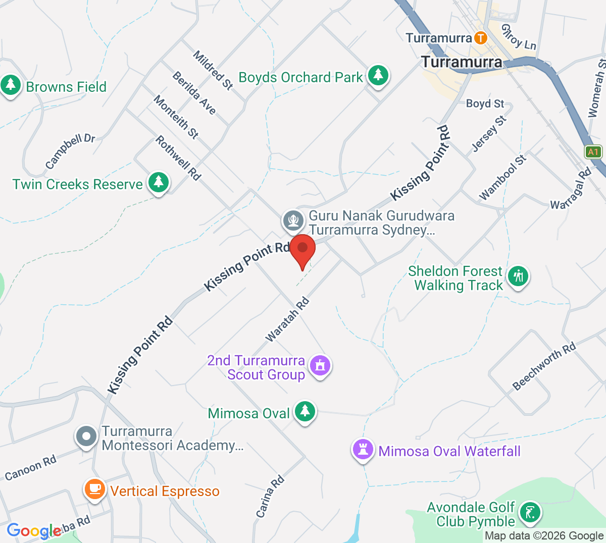 Map of Hamilton Park Tennis Courts