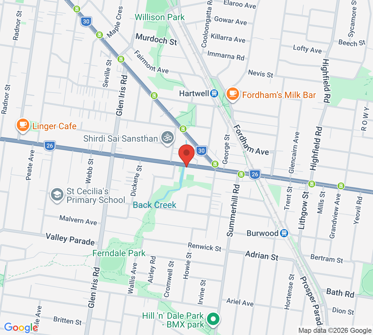 Map of Hartwell Tennis Club