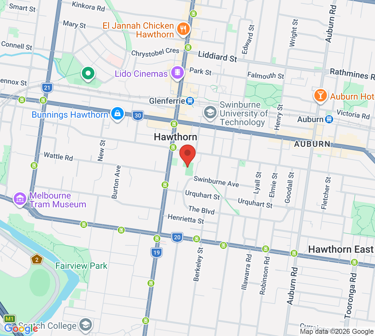 Map of Hawthorn Tennis Club