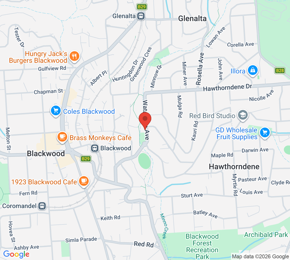 Map of Hawthorndene Tennis Courts