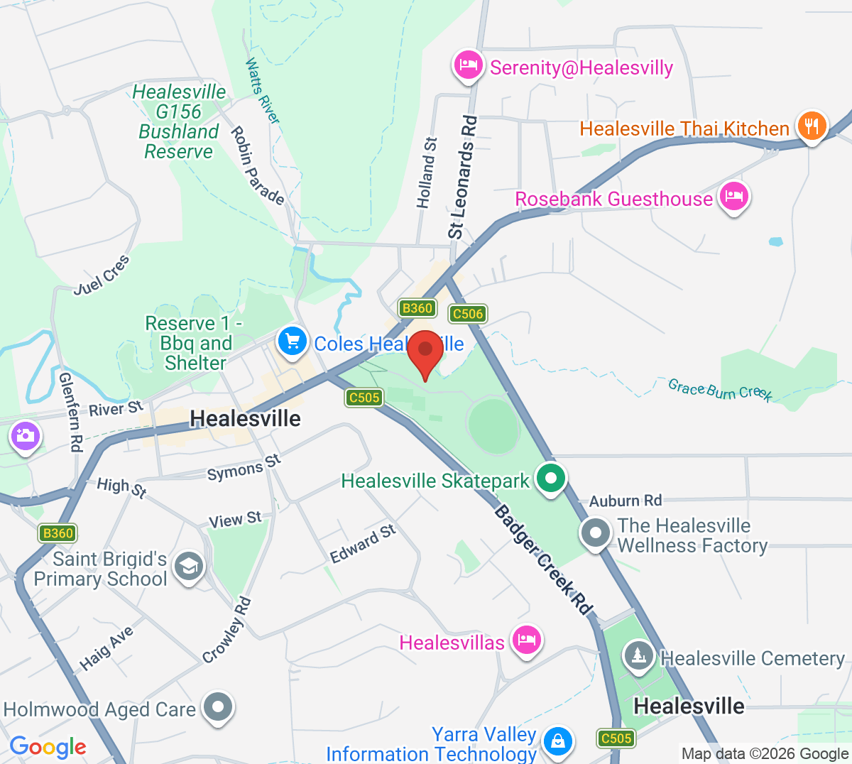Map of Healesville Tennis Club