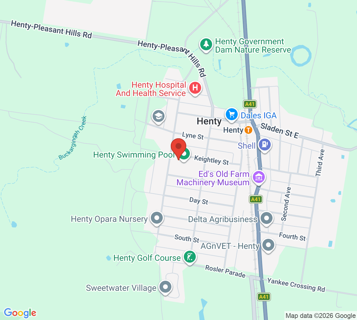 Map of Henty Park Tennis Club
