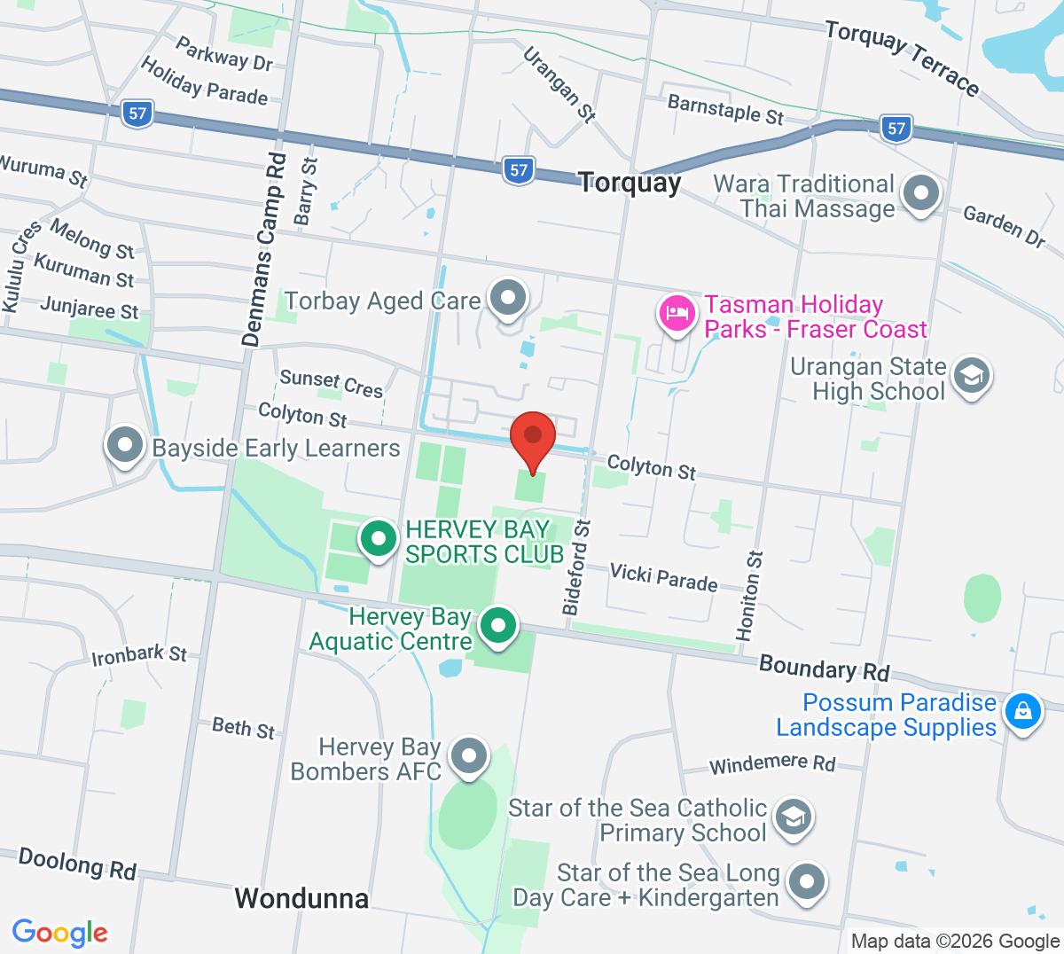 Map of Hervey Bay & District Tennis Association