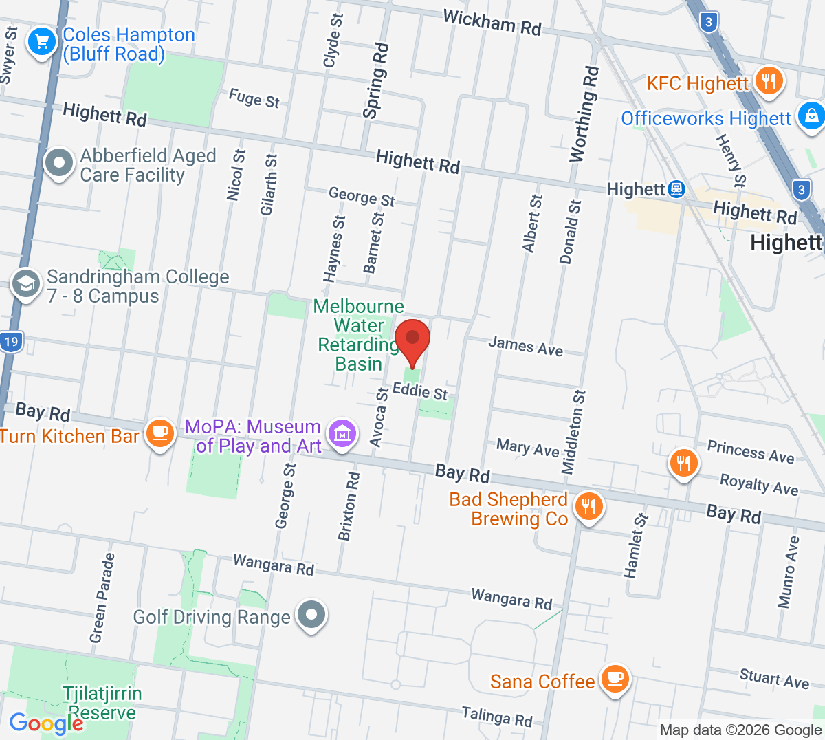 Map of Highett Tennis Club