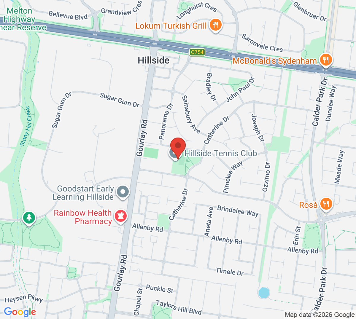 Map of Hillside Tennis Club