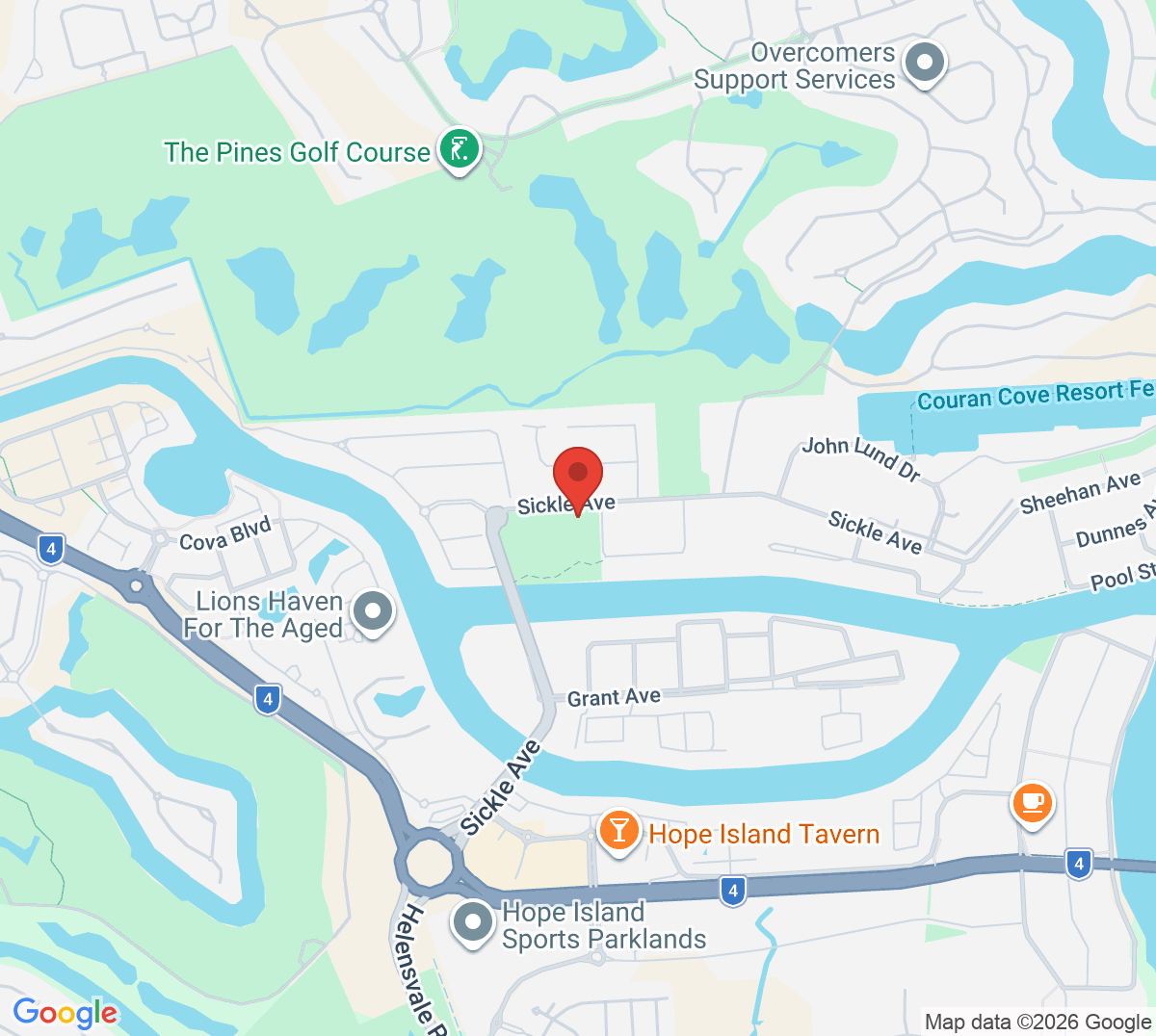 Map of Hope Island Tennis Club