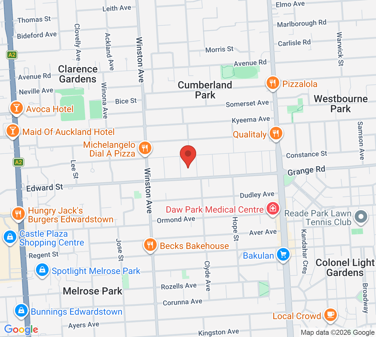 Map of Hope Ward Tennis Club