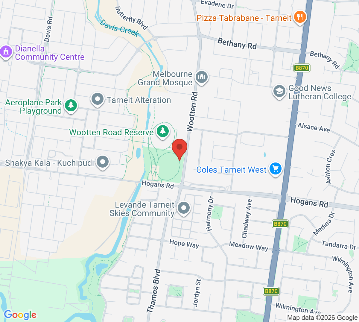Map of Hoppers Crossing Tennis Club