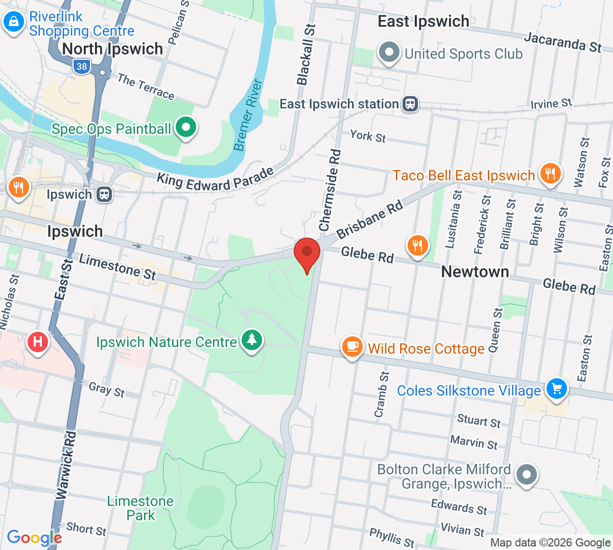 Map of Ipswich District Junior Tennis Association